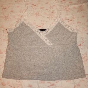 Brandy Melville Gray Lace Trim Tank Top